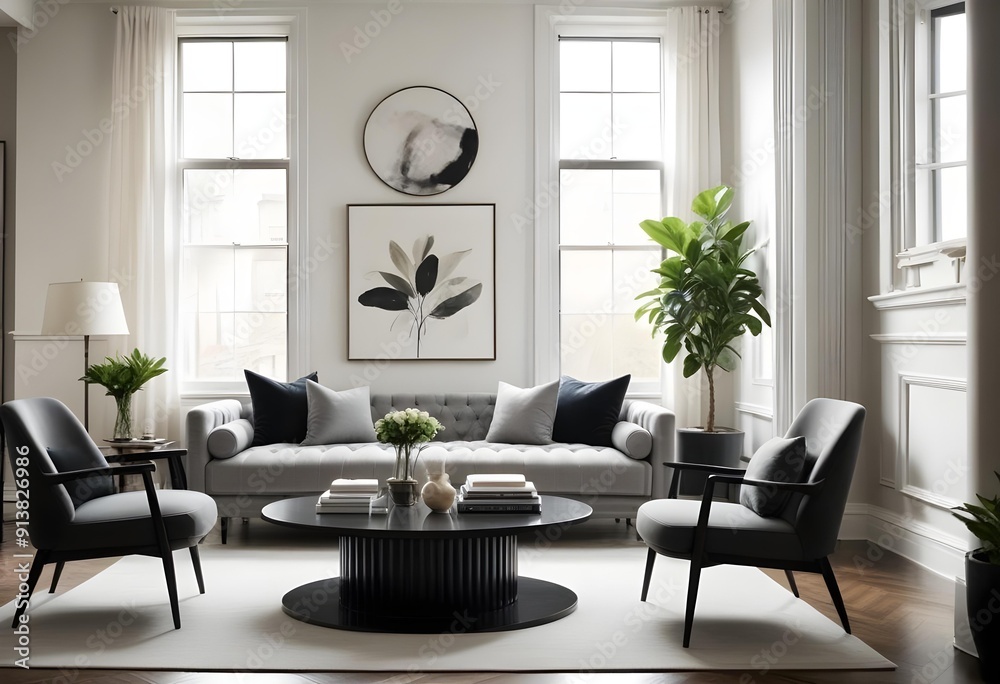 Comfortable sofa in room with concrete walls. Minimalist style interior design of modern living room. Comfortable sofa in room with concrete walls. Minimalist style interior design of modern living room.