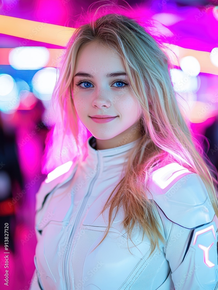 futuristic woman in neon lights futuristic woman in neon lights
