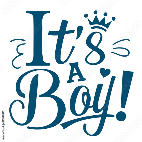 It's a boy, with a crown and heart decorations, gender reveal