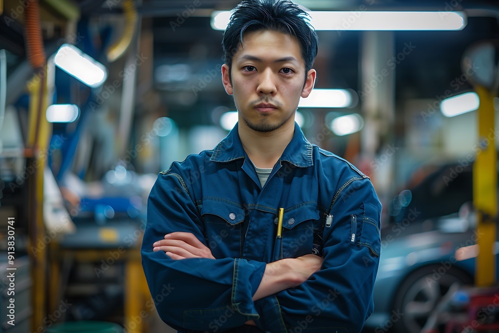 Portrait of a Mechanic in a Garage Portrait of a Mechanic in a Garage