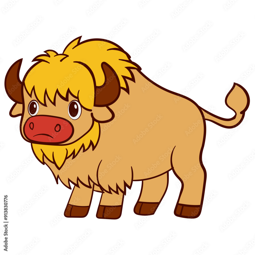 Cute Cartoon Bison Illustration for Children's Stories Cute Cartoon Bison Illustration for Children's Stories