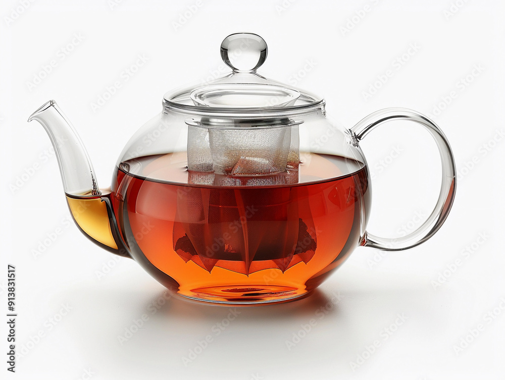 Brewing Herbal Tea in a Clear Glass Teapot With Steeping Infuser Brewing Herbal Tea in a Clear Glass Teapot With Steeping Infuser