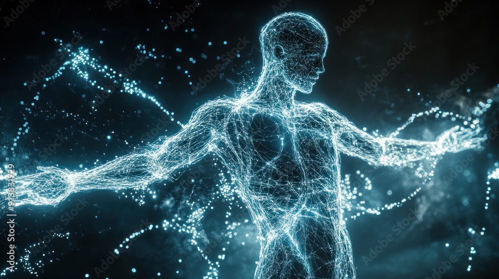 Digital Human Silhouette in a Cosmic Setting Digital Human Silhouette in a Cosmic Setting