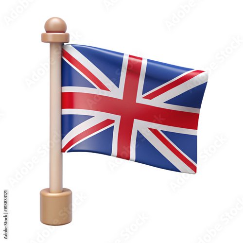 UK Flag 3d cartoon style illustration