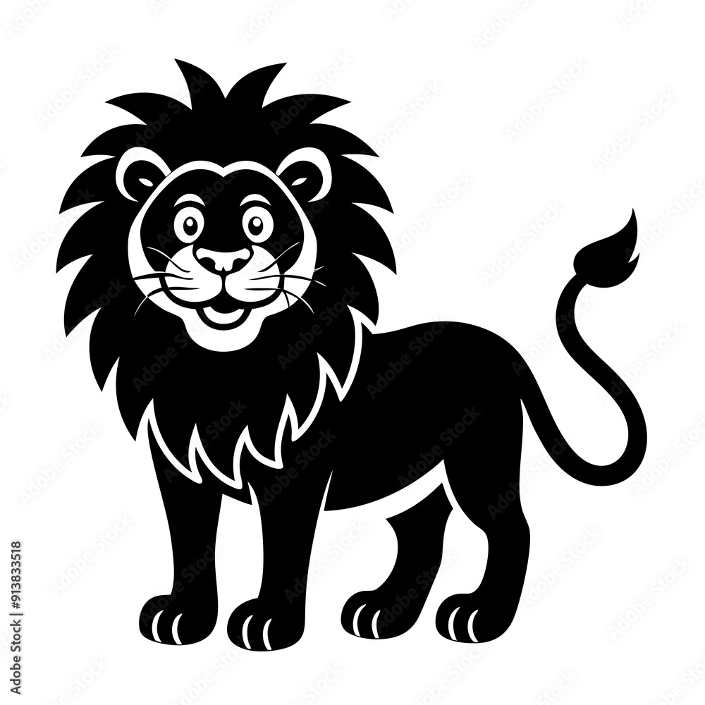 Funny Friendly Lion for Kids - Vector Illustration, Cartoon Clipart Funny Friendly Lion for Kids - Vector Illustration, Cartoon Clipart