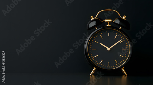 Wallpaper Mural A vintage alarm clock with golden bells, displaying the time. The clock face features black  A classic timepiece. Torontodigital.ca