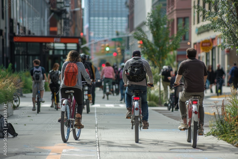 Urban Community Members Participating in a Bike Sharing Program Promoting Clean Transportation Urban Community Members Participating in a Bike Sharing Program Promoting Clean Transportation