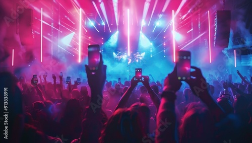 Wallpaper Mural Concert Crowd Captured in Neon Lights Torontodigital.ca