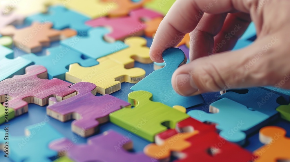 Completing The Puzzle - Colorful Jigsaw Pieces Completing The Puzzle - Colorful Jigsaw Pieces