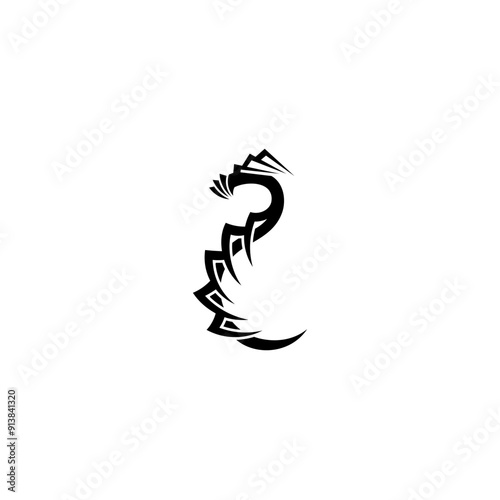 logo tribal dragon template with flat style in black color