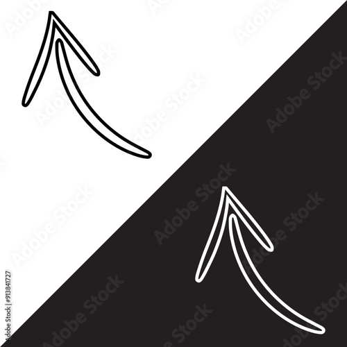 Curved arrow icon vector. Arrow pointer icon sign symbol in trendy flat style. Arrow up vector icon illustration isolated on white and black background
