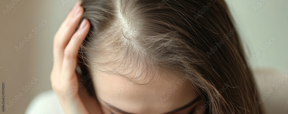 Close-up of woman's hair with visible parting Close-up of woman's hair with visible parting