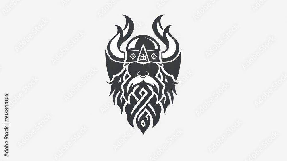 A black and white viking logo A black and white viking logo
