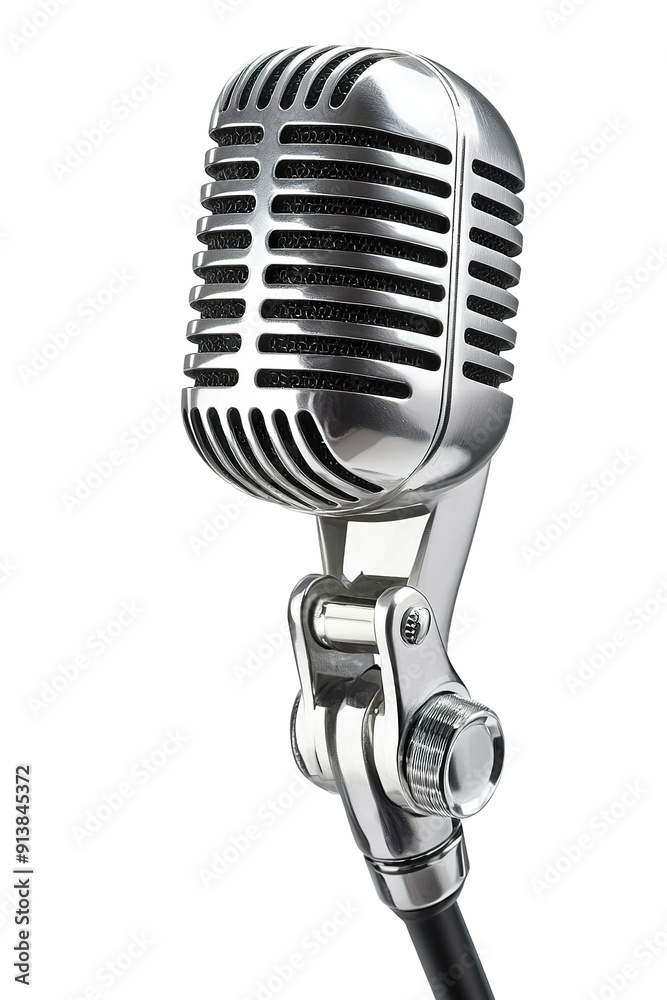 Fototapeta premium Retro style microphone isolated on white background PNG