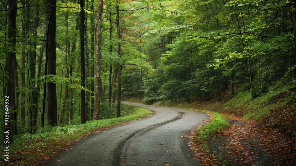 Naklejka premium Winding Forest Road