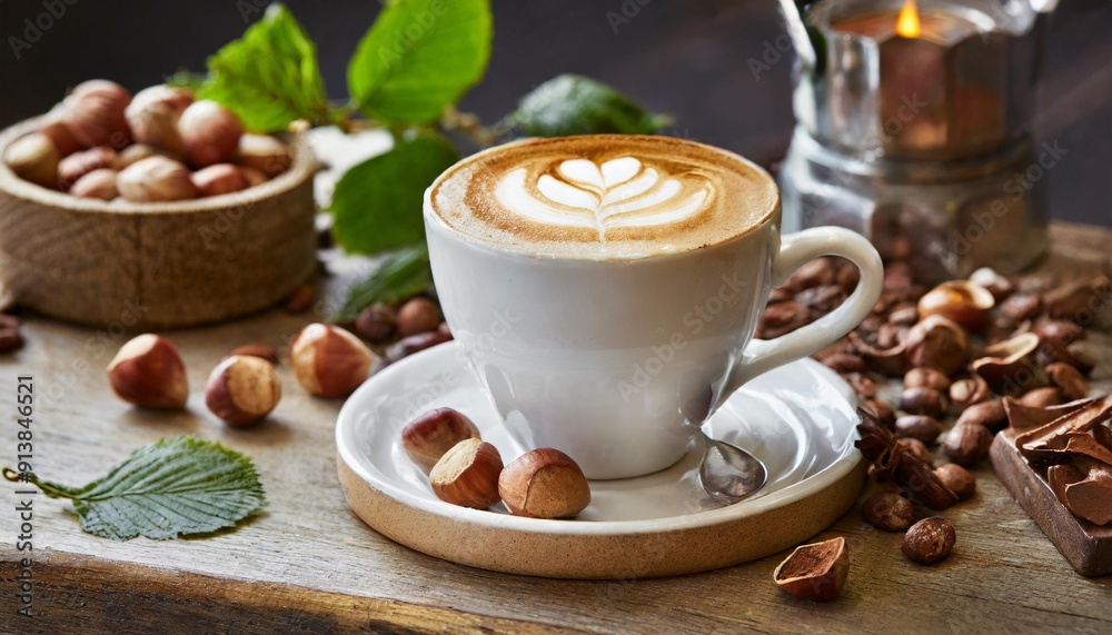 Creamy Hazelnut Cappuccino with Foam Art Creamy Hazelnut Cappuccino with Foam Art