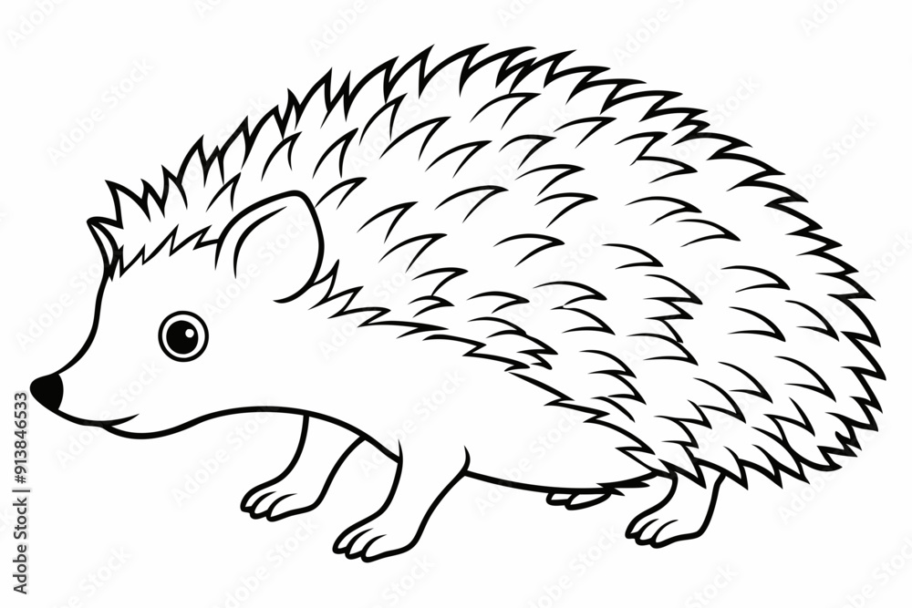Fototapeta premium Hedgehog line art vector, Hedgehog outline icon