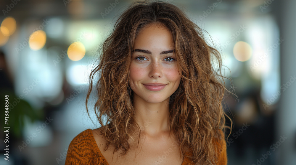 Obraz premium Energetic young woman exuding confidence and readiness for a productive day at work.