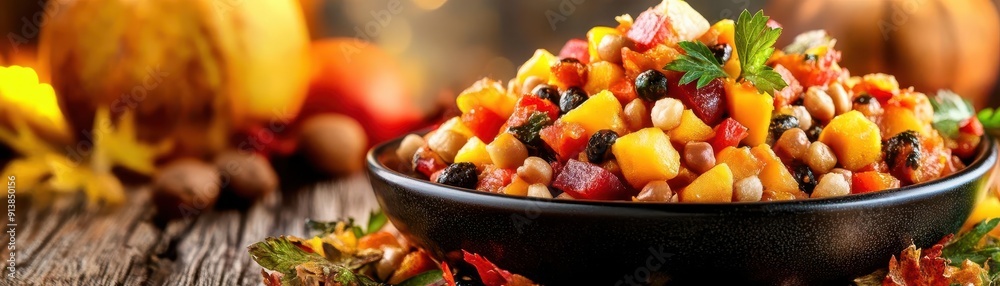 Fall recipes, vibrant colors, delicious dishes, close-up, inviting Fall recipes, vibrant colors, delicious dishes, close-up, inviting