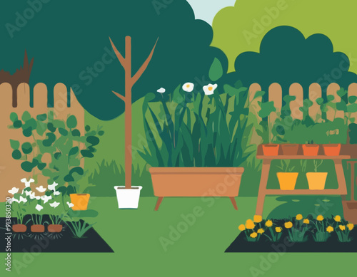 Backyard gardening concept