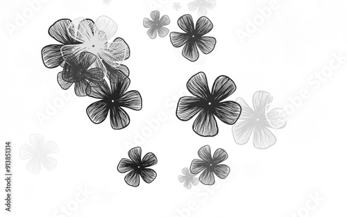 Light Gray vector natural artwork with flowers.