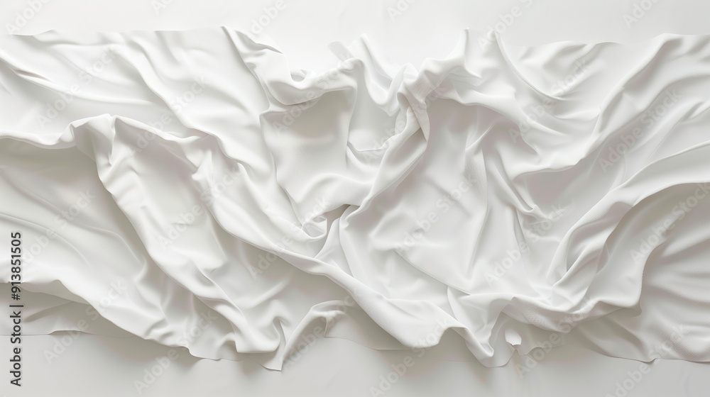 Close-Up of Silky White Fabric with Fine Texture on a Clean White Background - Perfect for Fashion and Design Close-Up of Silky White Fabric with Fine Texture on a Clean White Background - Perfect for Fashion and Design