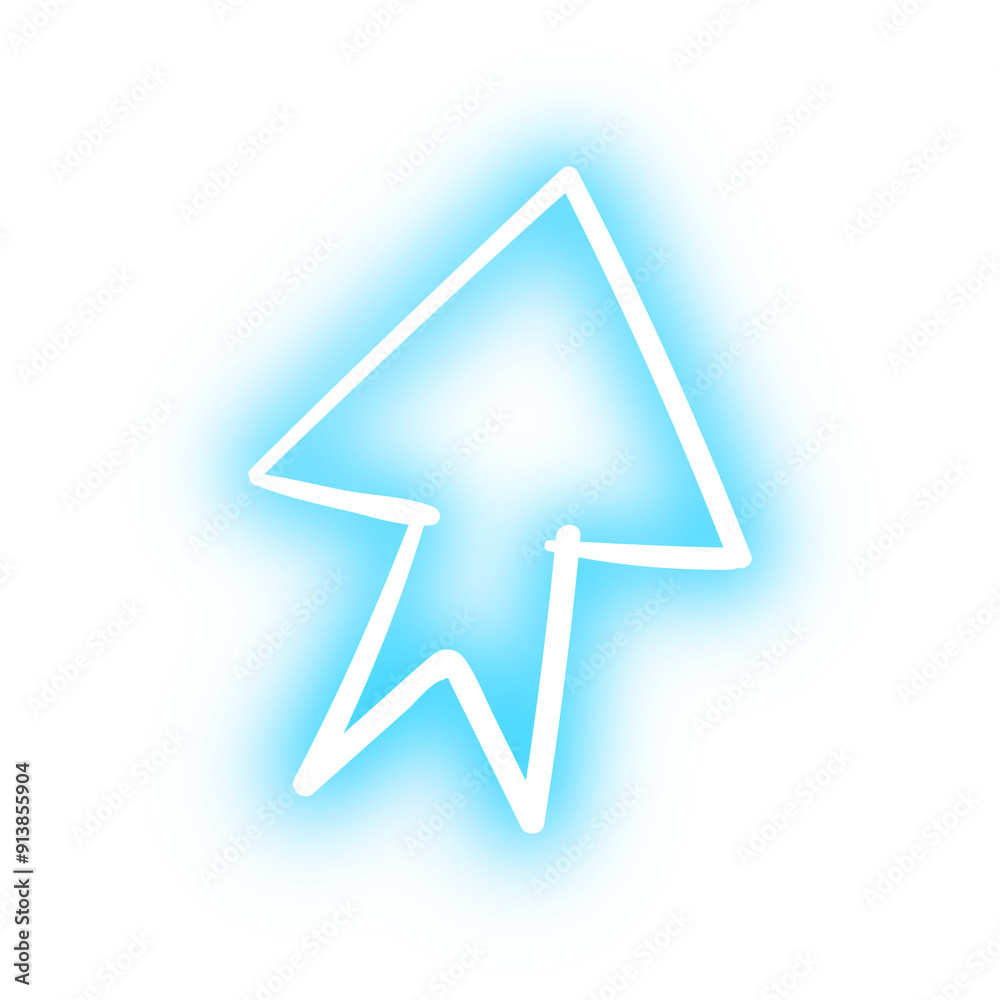 Neon blue straight arrow sign design element Neon blue straight arrow sign design element