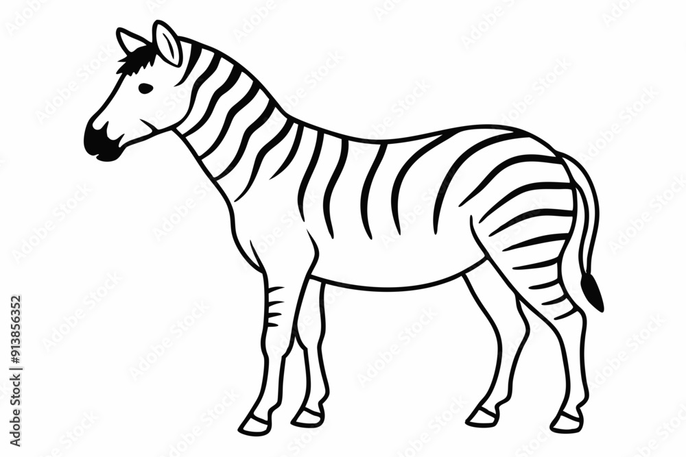 Fototapeta premium zebra line art vector, zebra icon, zebra croosing outline vector illustration