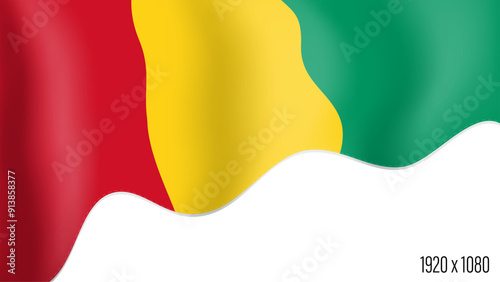 Guinea country flag realistic independence day background. Guinea commonwealth banner in motion waving, fluttering in wind. Festive patriotic HD format template for independence day