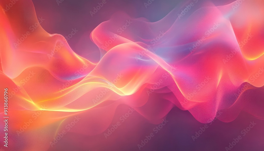 Abstract Pink and Orange Swirling Waves with a Mesh Texture