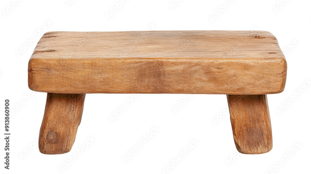 A rustic wooden stool, showcasing a simple design, ideal for home decor or as a unique piece of furniture. A rustic wooden stool, showcasing a simple design, ideal for home decor or as a unique piece of furniture.