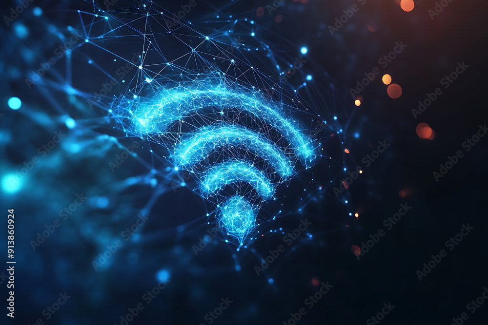 An abstract digital background featuring a modern and elegant Wi-Fi symbol An abstract digital background featuring a modern and elegant Wi-Fi symbol