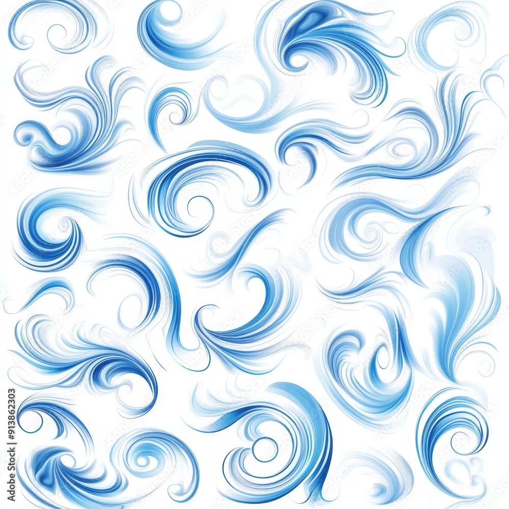 Atmospheric Wind Patterns Diagram in Blue Tones - Vector Illustration on White Background Atmospheric Wind Patterns Diagram in Blue Tones - Vector Illustration on White Background