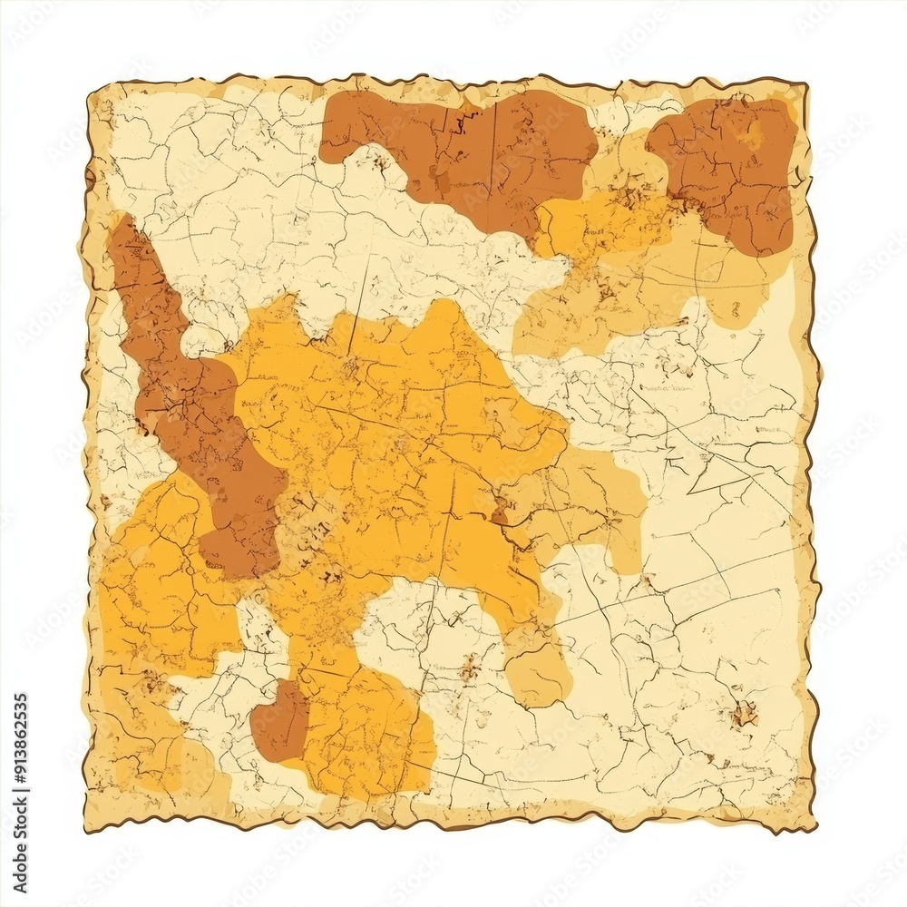 Naklejka premium Arid Climate Drought Conditions Map in Vector Style with Brown and Yellow Tones on White Background