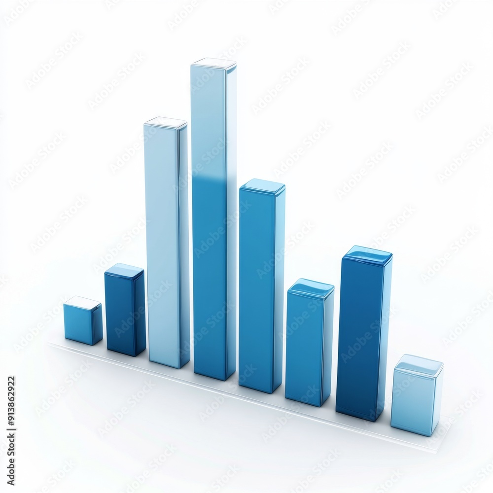 Creative Visualization of Growth: Modern Blue Bar Chart Design on White Background Creative Visualization of Growth: Modern Blue Bar Chart Design on White Background