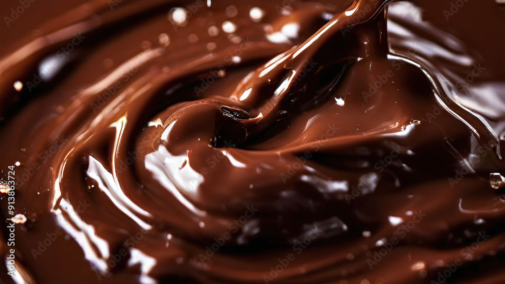 closeup of chocolate syrup pouring in a bowl as background or texture closeup of chocolate syrup pouring in a bowl as background or texture