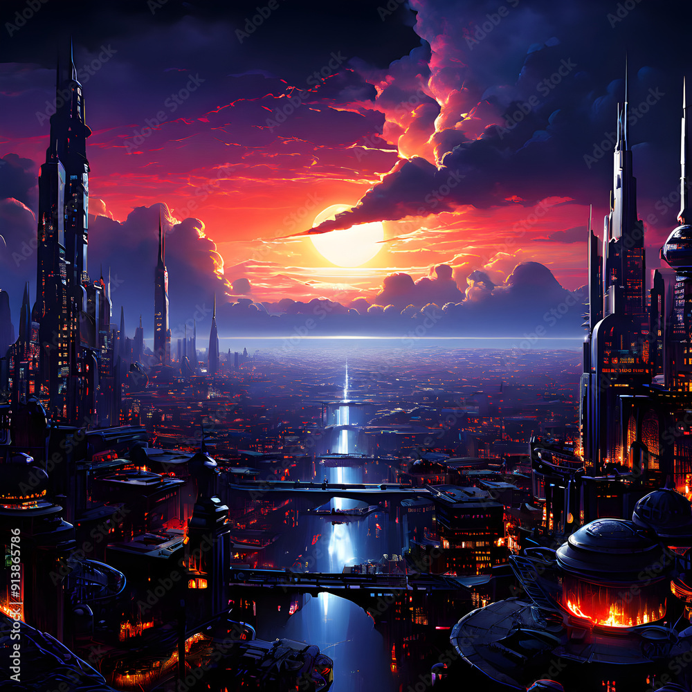 Obraz premium sunset in the city