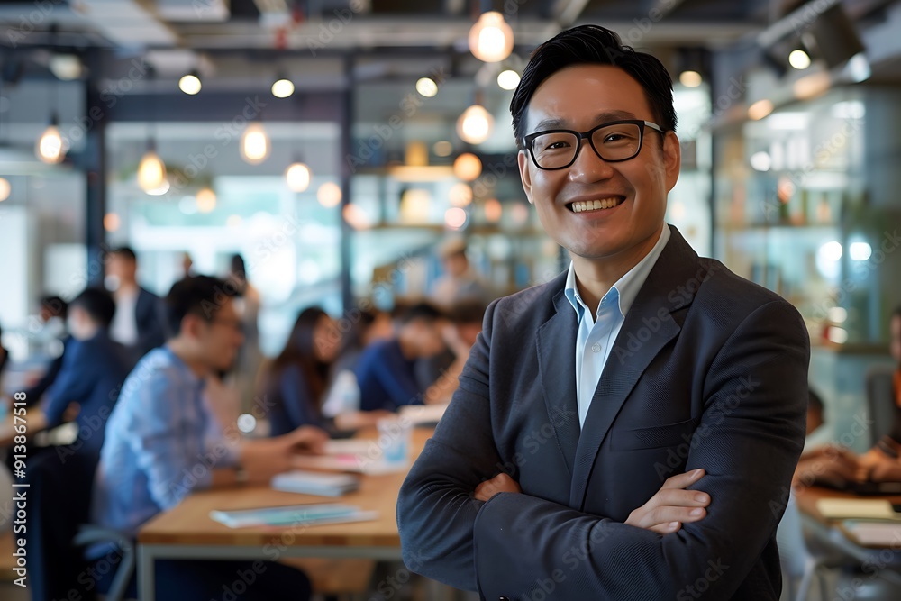 Confident Businessman in Modern Office Setting Confident Businessman in Modern Office Setting
