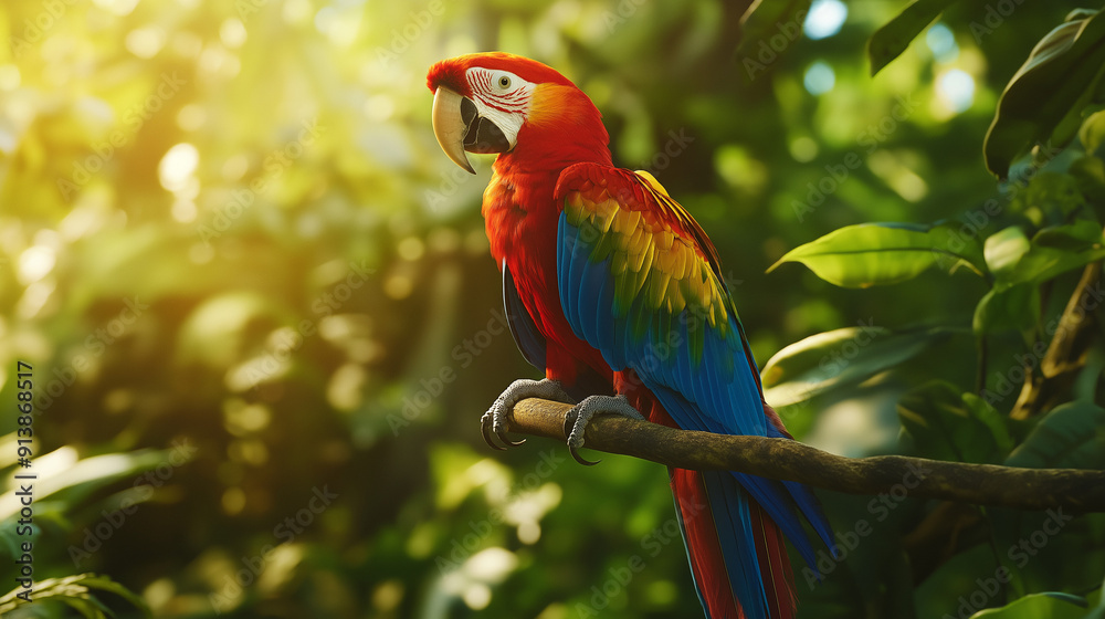 A exotic birds like parrots,or peacocks in their natural habitats, showcasing their striking colors and patterns A exotic birds like parrots,or peacocks in their natural habitats, showcasing their striking colors and patterns