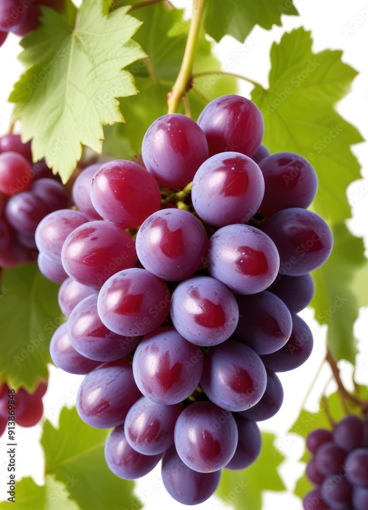 Fototapeta premium purple grape, isolated on white background, full depth of field, ai
