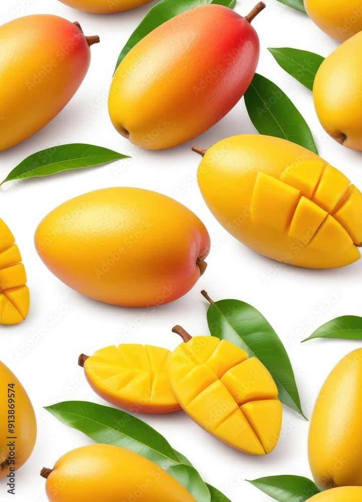 Mango isolated on white background, full depth of field, ai Mango isolated on white background, full depth of field, ai