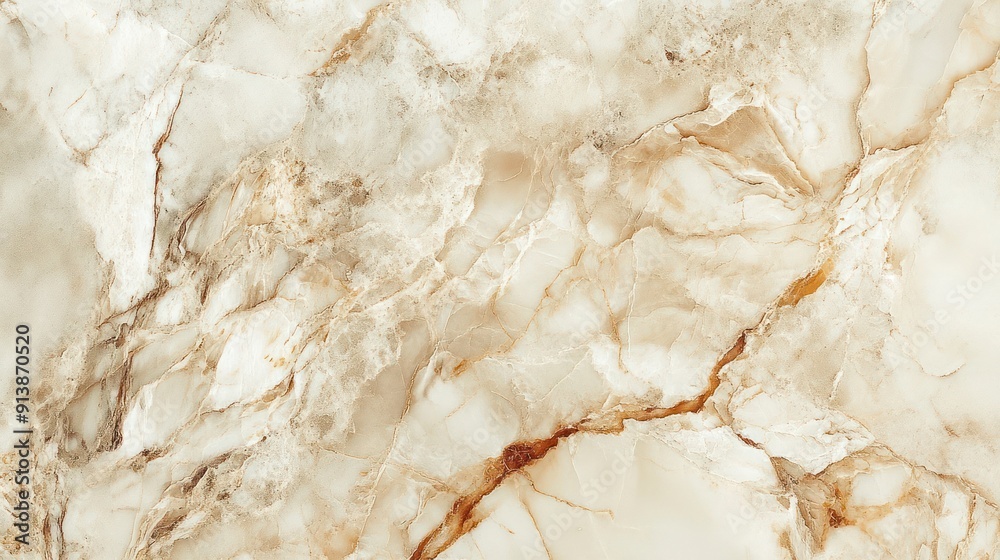 Close-up of Beige Marble Stone with Brown Veins