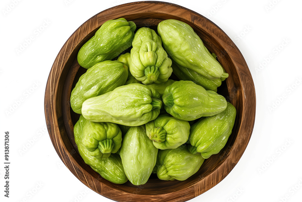 Vibrant Chayote Squash Vegetables on White Background, Fresh Green Gourds, Healthy Organic Produce Vibrant Chayote Squash Vegetables on White Background, Fresh Green Gourds, Healthy Organic Produce