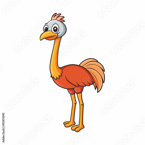 Ostrich Bird Icon Vector Illustration - Cartoon, Clipart, and Line Art Design photo