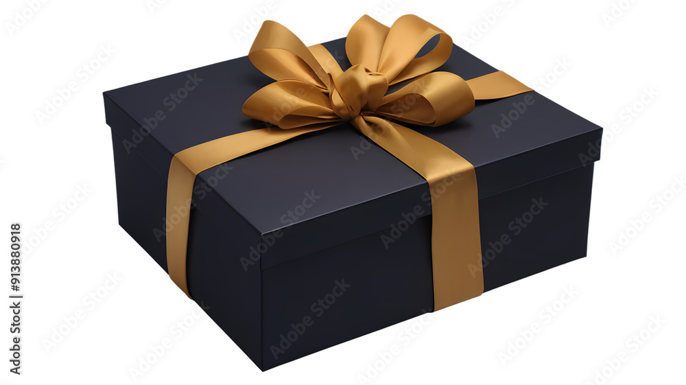 Gift box with ribbon isolated on white, transparent background, PNG. Gift box with ribbon isolated on white, transparent background, PNG.