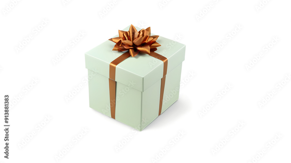 Gift box with ribbon isolated on white, transparent background, PNG. Gift box with ribbon isolated on white, transparent background, PNG.