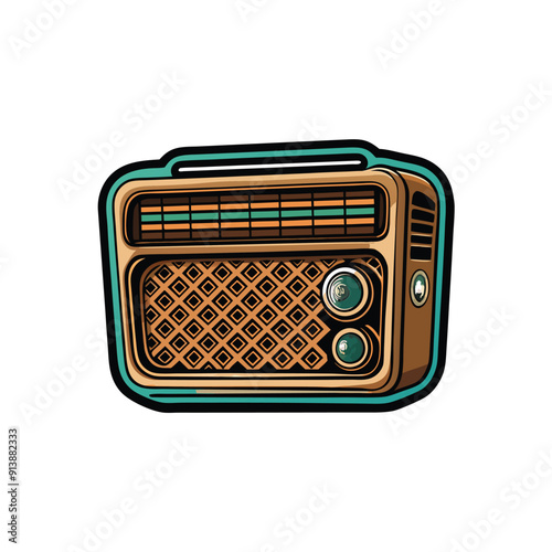 World radio day set of vector vintage emblems, labels, badges and logos in monochrome style. Radio, microphone, headphone objects in monochrome vintage style.