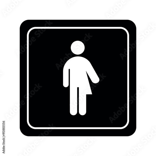 All gender restroom square sign. Gender neutral toilet icon. Unisex vector flat symbol on black background.	