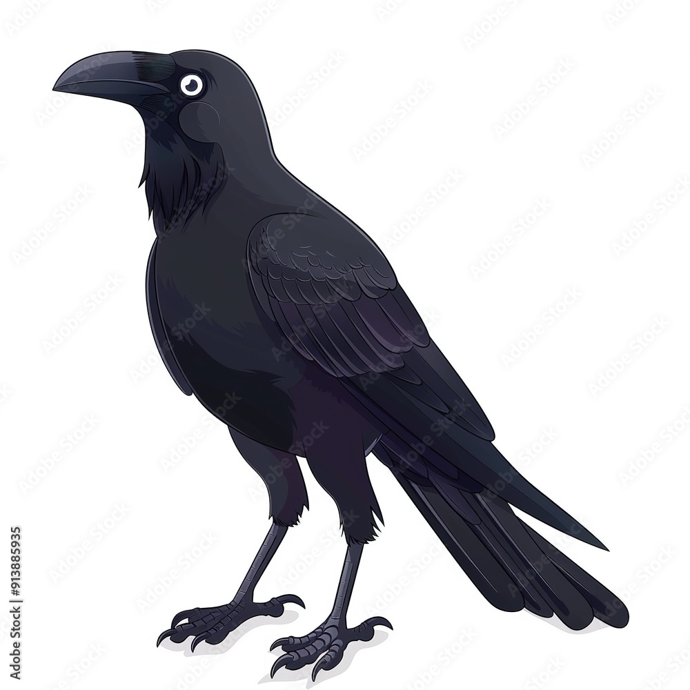Fototapeta premium Crow Time element animal cartoon isolated whitebackground 16:9