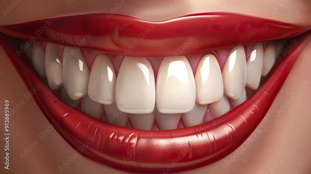 Close-up of a bright smile showcasing healthy, white teeth and glossy lips, representing happiness and confidence. Close-up of a bright smile showcasing healthy, white teeth and glossy lips, representing happiness and confidence.